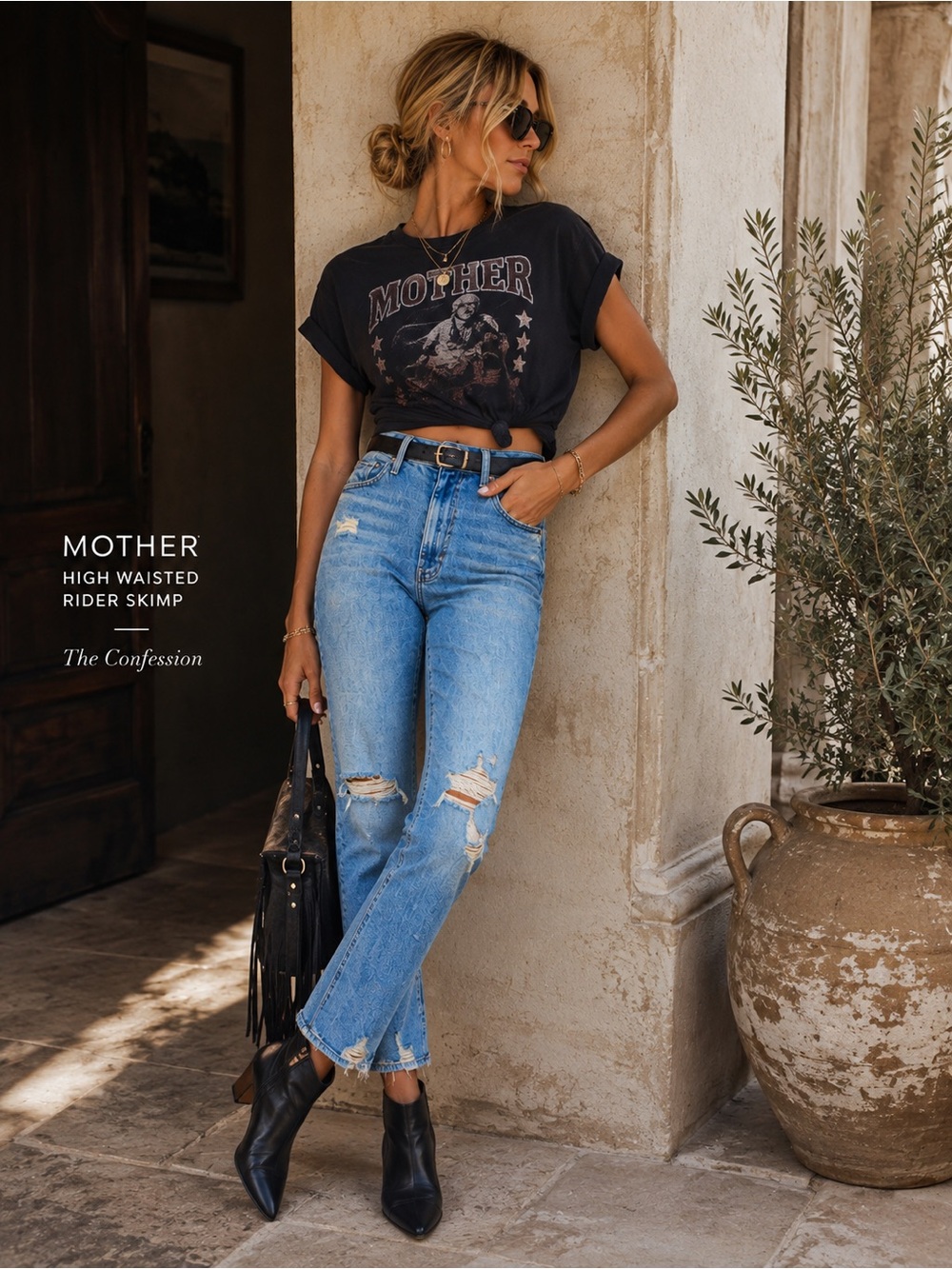 MOTHER High Waisted Rider Skimp The Confession Distressed Jeans Size 26 - Picture 8 of 8
